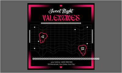 Valentines Party Socials Media. Holiday banners, web poster, flyers and brochures, greeting cards, group bright covers