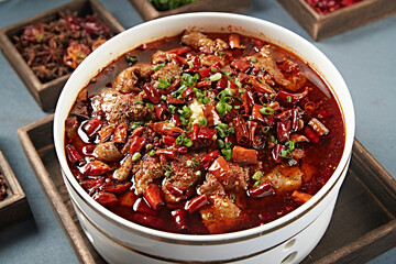 Sichuan spicy red oil boiled beef