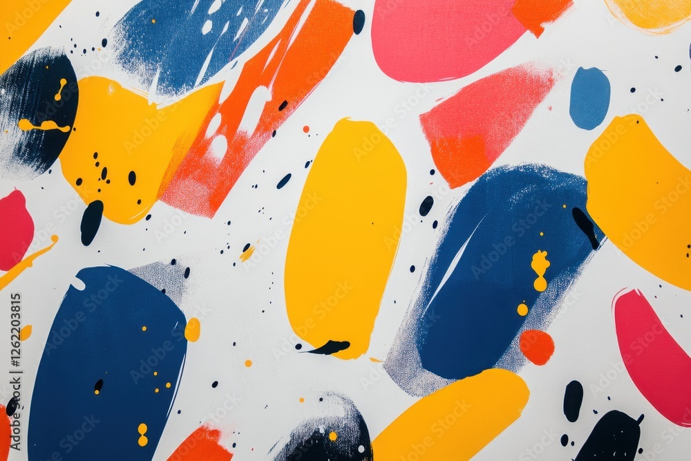 Poster Vibrant abstract shapes create a dynamic visual experience on a white background in a modern artistic display, Colorful abstract shapes on white background