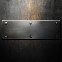 Brushed metal plate on dark background, industrial design, texture