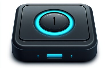 Advanced biometric access control device with futuristic design and glowing blue LED indicators, symbolizing security, innovation, and smart technology solutions