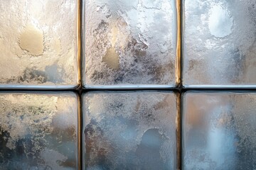 Frosted glass blocks create a textured and abstract pattern