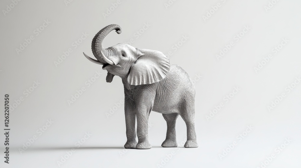 Poster realistic 3d rendering of an elephant in a minimalist setting