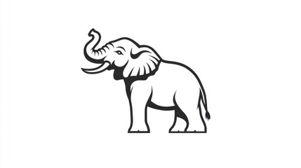 Obraz premium Stylized Black and White Illustration of an Elephant Standing Proudly