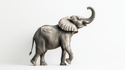 Fototapeta premium Realistic Illustration of an Elephant Walking with Raised Trunk