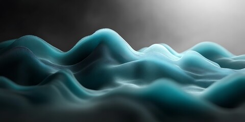 Obraz premium Abstract teal hillscape, soft light, dark background; website banner