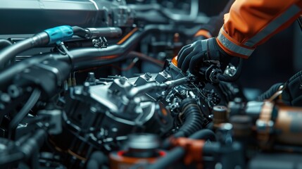 Fototapeta premium Intricate Truck Engine Maintenance