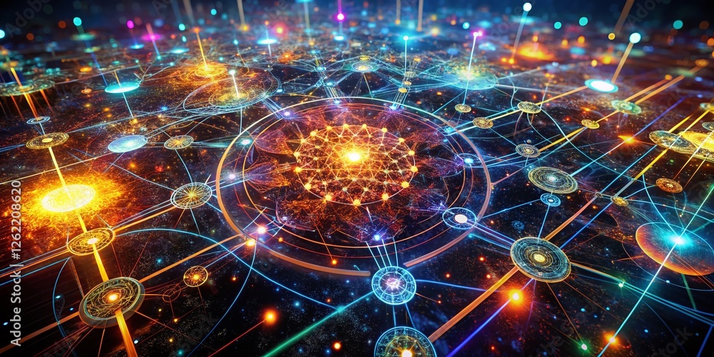 Poster abstract aerial science: cellular network, fractal geometry, data flow visualization