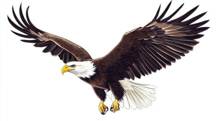 Obraz premium Majestic Bald Eagle in Flight with Wide-Open Wingspan