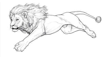 Obraz premium Majestic Lion in Motion Illustration for Artistic Projects