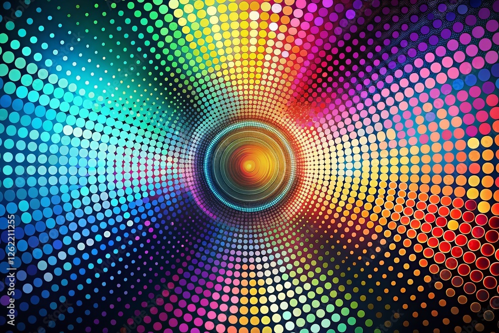 Aufkleber abstract dotted grid: alternating circles and lines - geometric background texture