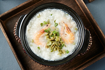 Claypot Fresh Shrimp Boiled White Porridge Seafood Porridge