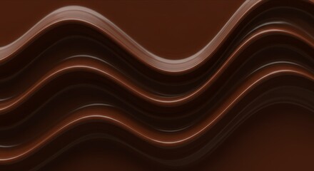 Abstract waves of dark brown chocolate. Glossy, rich texture
