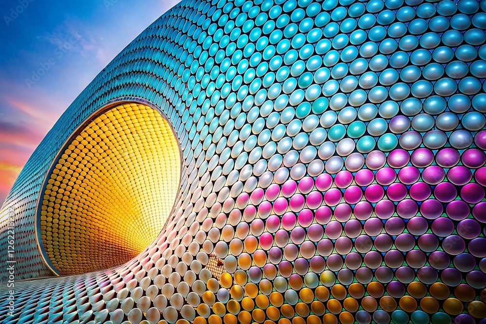 Poster abstract geometric background: fine dotted grid of consistent circles