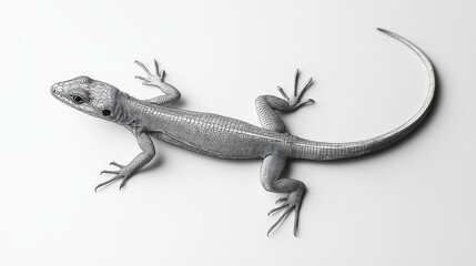 Naklejka premium Realistic Detail of a Gray Lizard on a Light Background