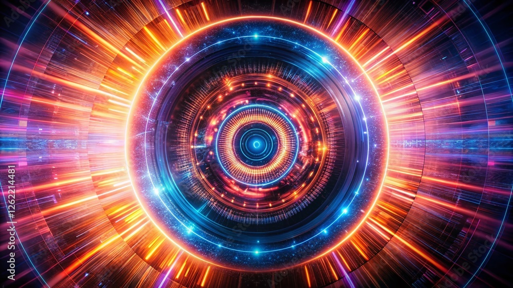 Poster abstract geometric long exposure pattern with text space - circular design