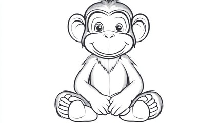 Obraz premium Happy Cartoon Monkey Character Illustration for Children’s Themes
