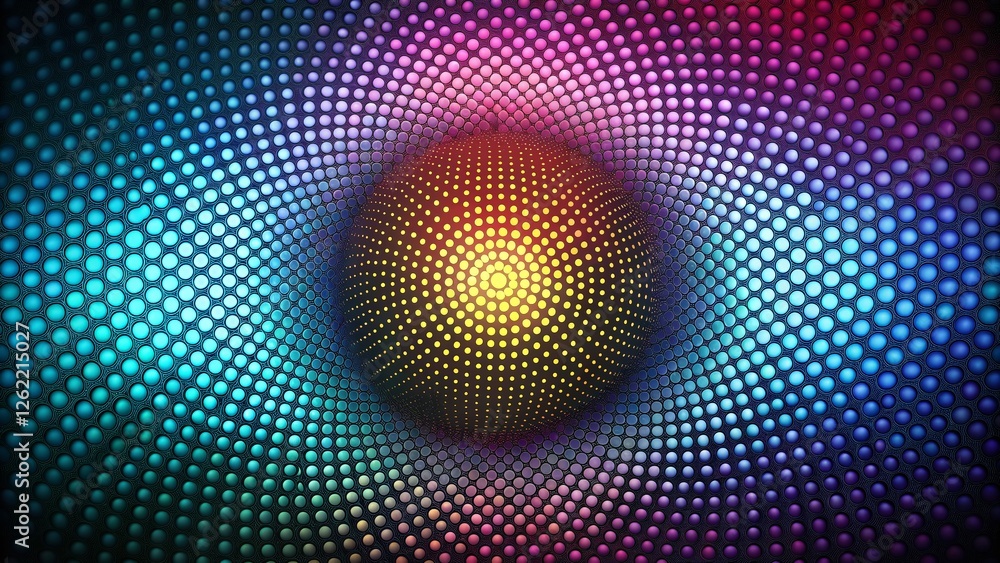 Poster abstract geometric pattern: fine circles on dotted grid background