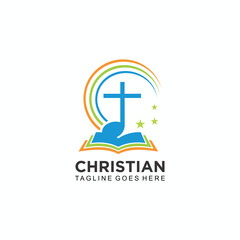 Christian praise and ministry logo colorful design concept
