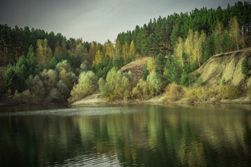 warm autumn on a rural pond