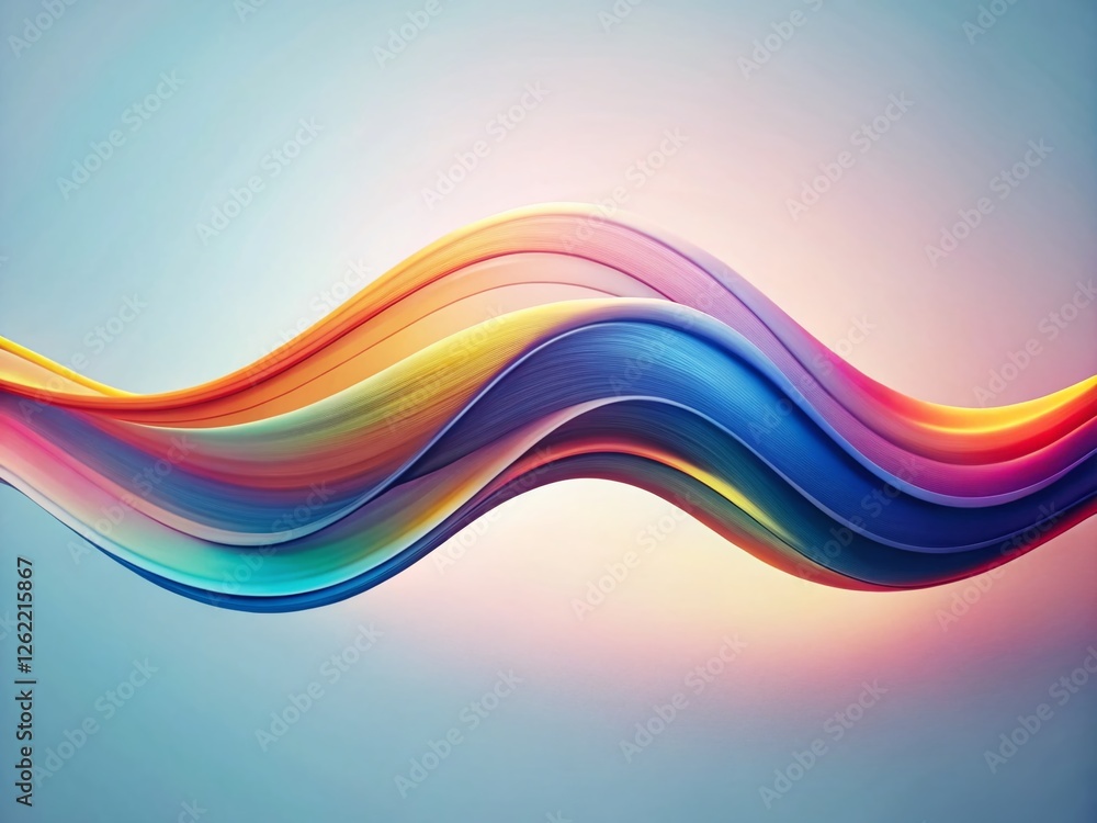 Poster abstract gradient wave pattern: smooth curves & double exposure effect