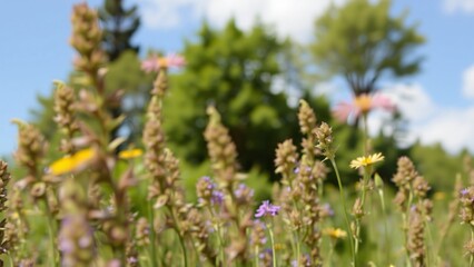Vibrant Wildflower Meadow in Summer Sunlight