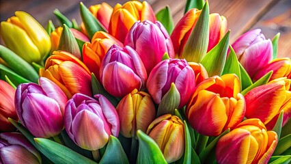 Beautiful Tender Tulip Bouquet - Spring Flowers Photography, Floral Art, Closeup Macro Shot
