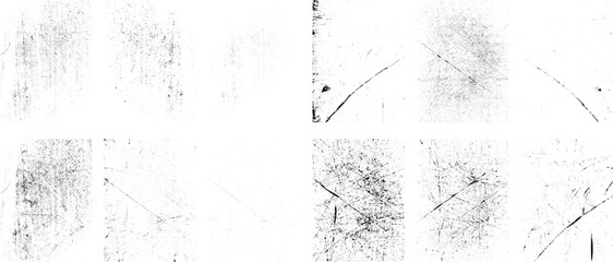 Grunge textures set. Collection of vector, distress, textures .Simply Place grungy textured overlay over any Object to Create grunge ,dirty effect .Various distressed texture for your design. 