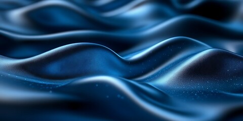 Obraz premium Abstract blue waves, flowing fabric texture, dark background, design element
