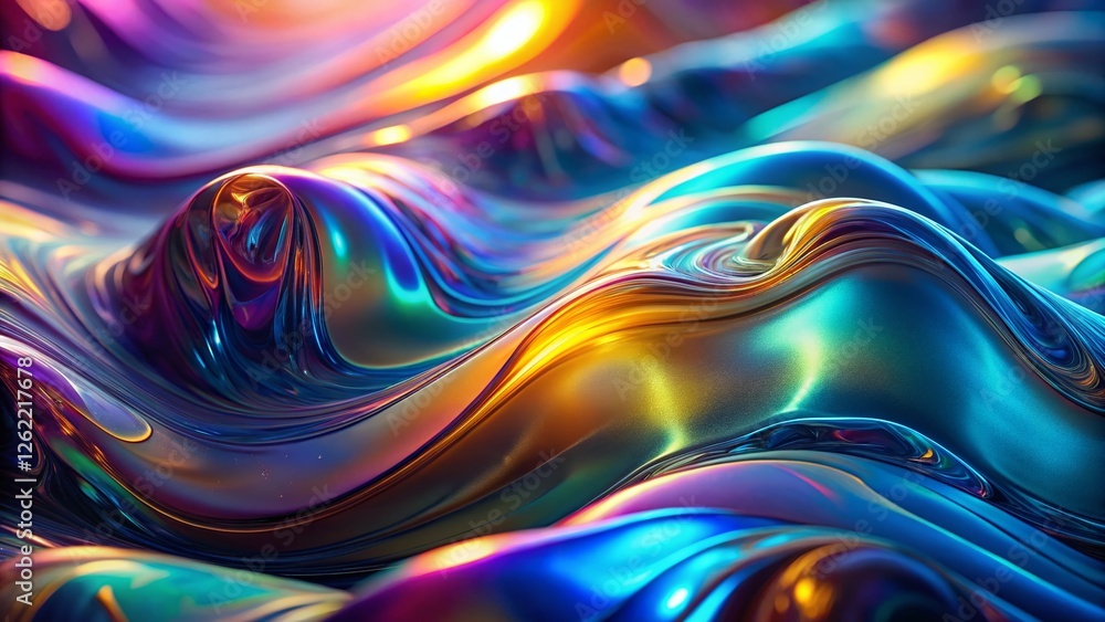 Poster abstract liquid crystal pattern: shimmering color shift background