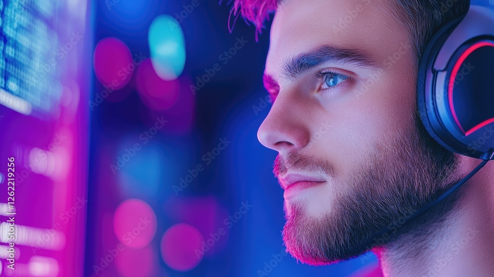 Poster focused individual surrounded by dynamic interfaces