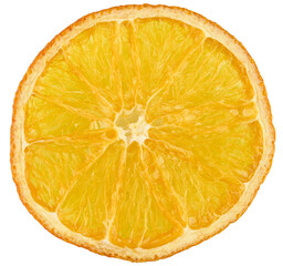 Slice of dried orange isolated on a transparent background.