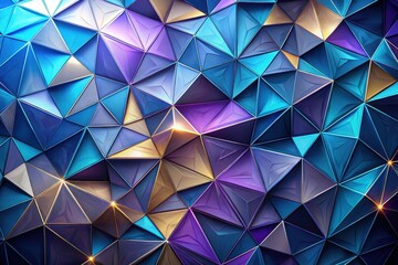 Obraz premium Abstract Metallic Triangular Mosaic A Luxurious Design of Interlocking Geometric Shapes with Deep Hues and Gleaming Highlights