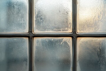 Frosted glass blocks with grime and light behind them