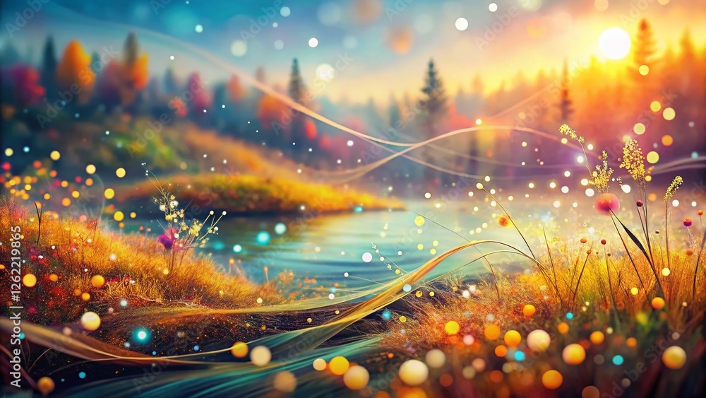 Poster abstract nature dashed line art bokeh background - subtle texture design