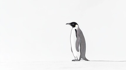 Obraz premium Elegant Emperor Penguin Standing Gracefully on Snowy Landscape