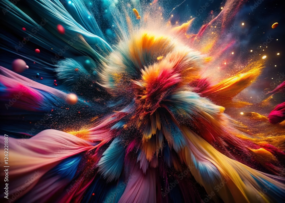 Poster abstract particle swarm motion: dynamic fashion textile design