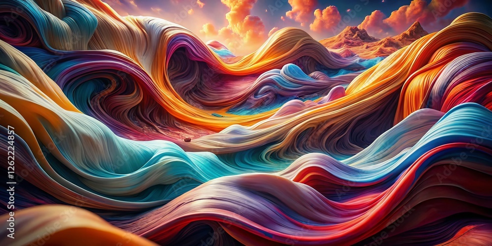 Poster abstract surreal waves: floating forms fashion pattern design