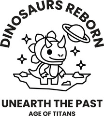 Dinosaur Reborn is a poster for a game called Age of Titans in the style of sign illustrations