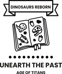 Dinosaur born is the title of the image in the style of sign illustrations