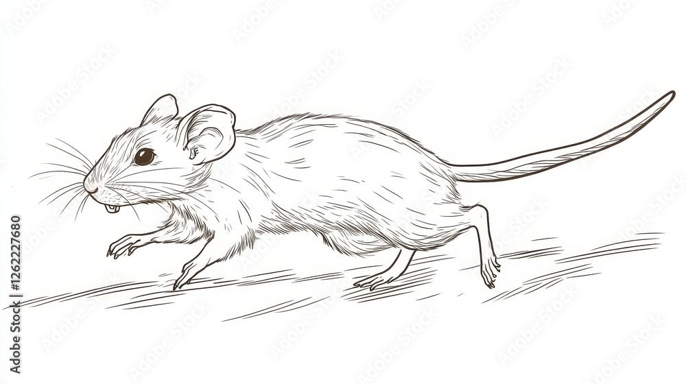 Poster stylish sketch of a running mouse with detailed features