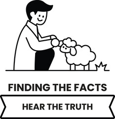 A man is holding a sheep in the style of sign illustrations