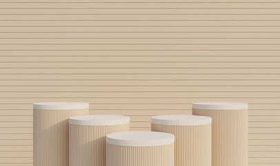 Beige podium. Beige background for various premium natural beauty products. 3D rendering.