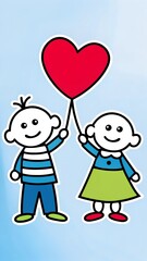 Fototapeta premium a digital illustration of a young boy and girl