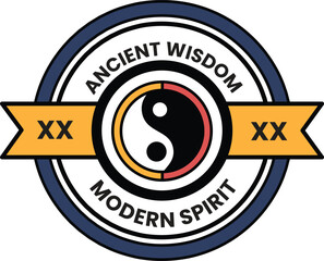 a yin and yang symbol in the center in the style of sign illustrations