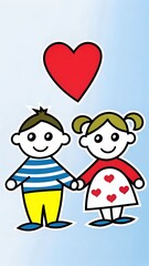 a digital illustration of a young boy and girl