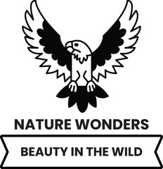 The bird is perched on a ribbon in the style of sign illustrations