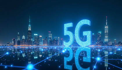 5G Technology in the City at Night