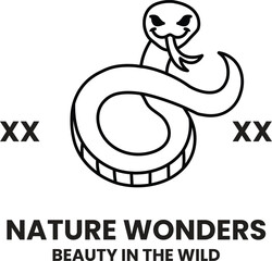 A snake with a tongue and a eye in the style of sign illustrations