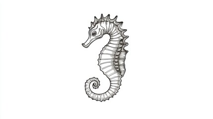 Fototapeta premium Hand-drawn Seahorse Illustration on a White Background